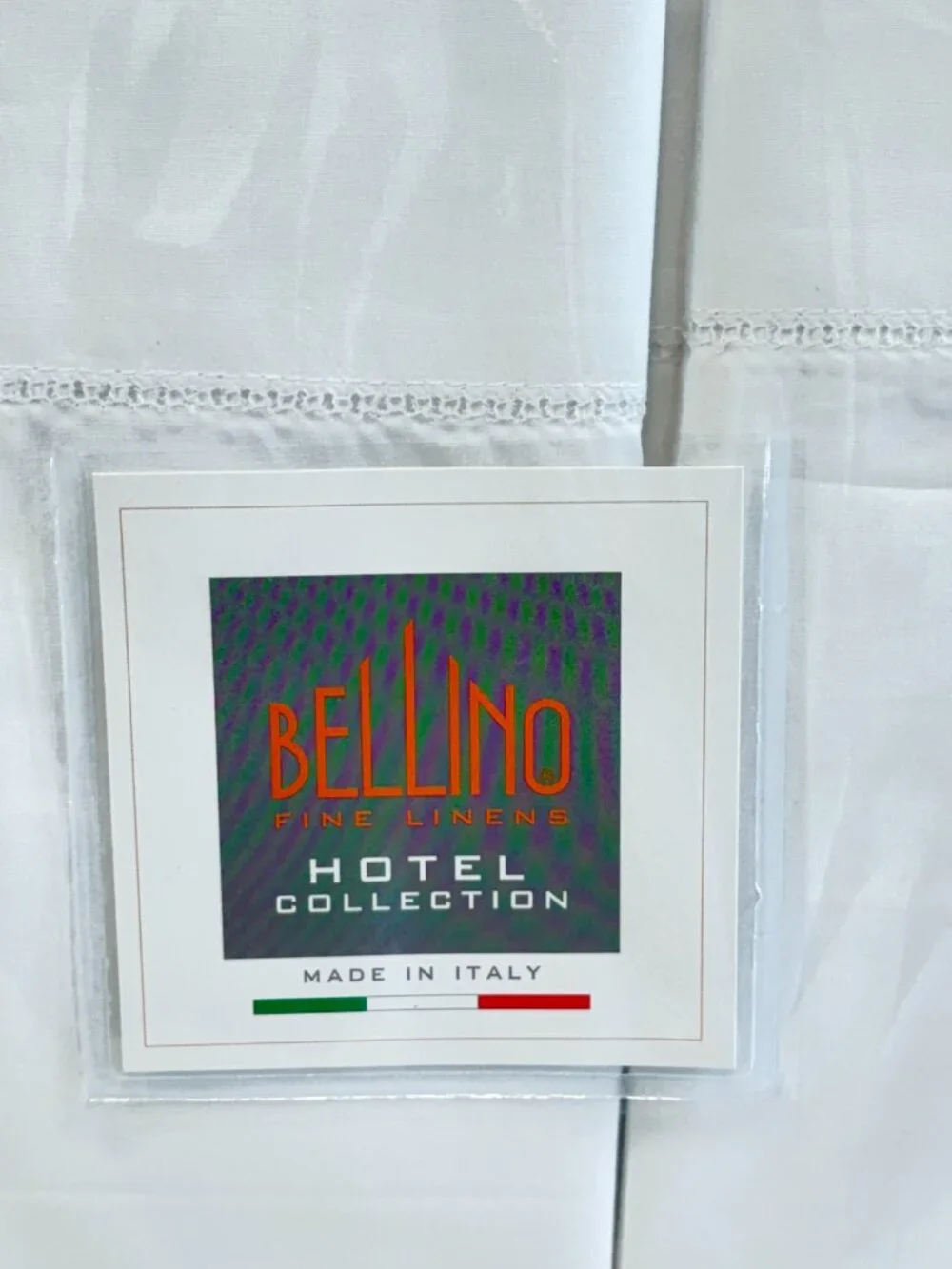 Bellino Hotel Collection HEMSTITCH Queen Sheet Set Cotton Made In Italy White